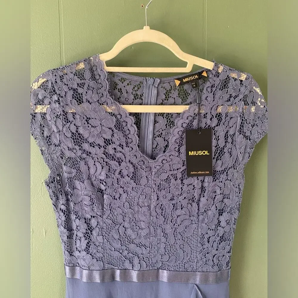 Womens Size 4-6 Dress NEW Asymmetircal Feminine Gray Formal Party Guest Midi - Picture 6 of 15